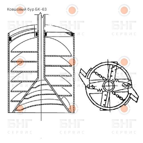 Ковшовый бур БК-63 чертеж